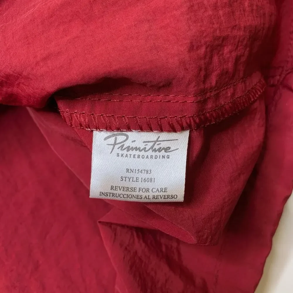 Primitive Skateboarding Jacket Mens Large Rich Red Half Zip Windbreaker Pullover